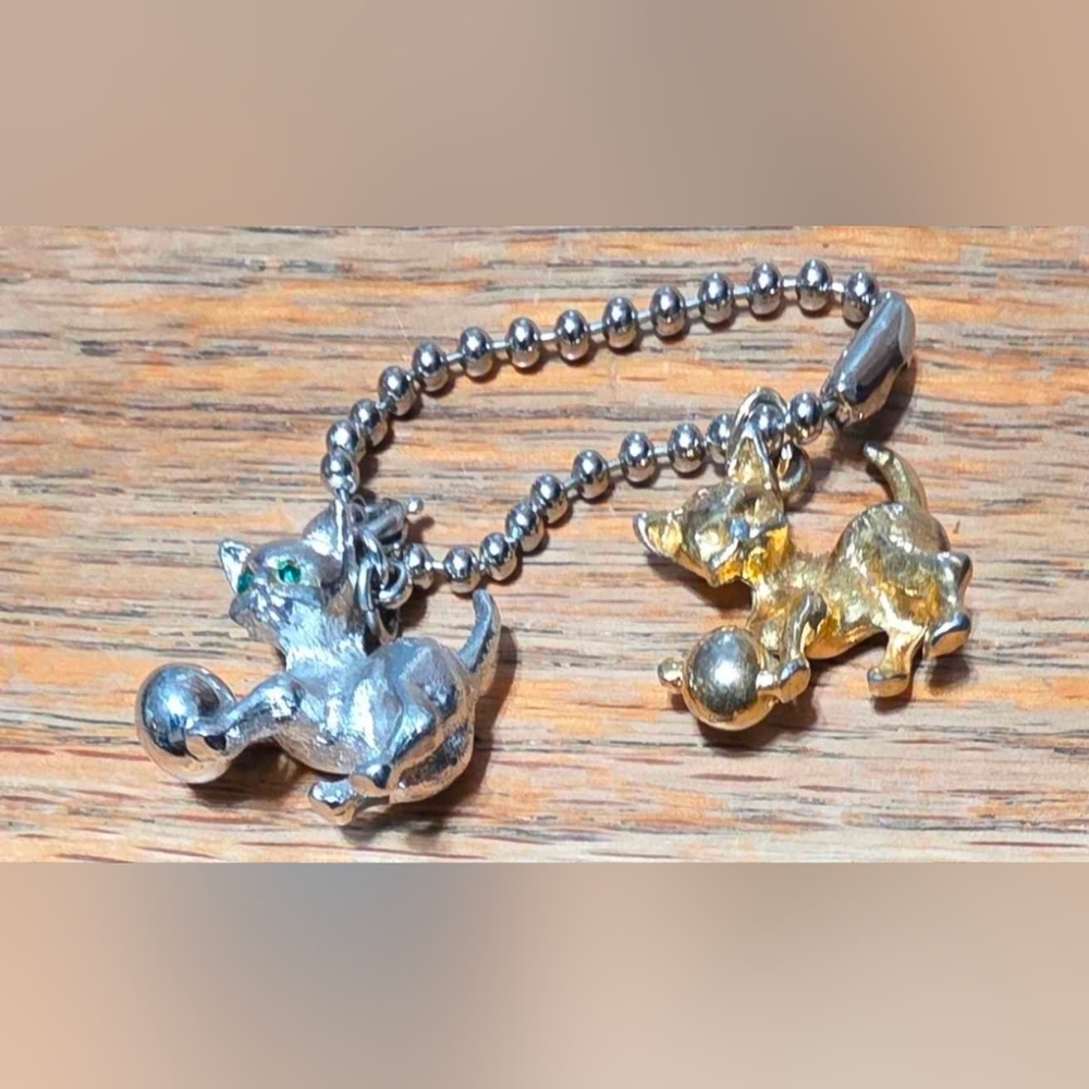 2 vintage Monet cat charms